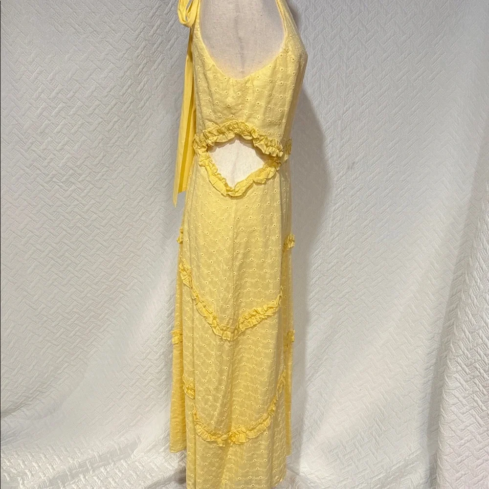 Lulu's Sunny Yellow Ruffle Midi Dress - Picture 2 of 4